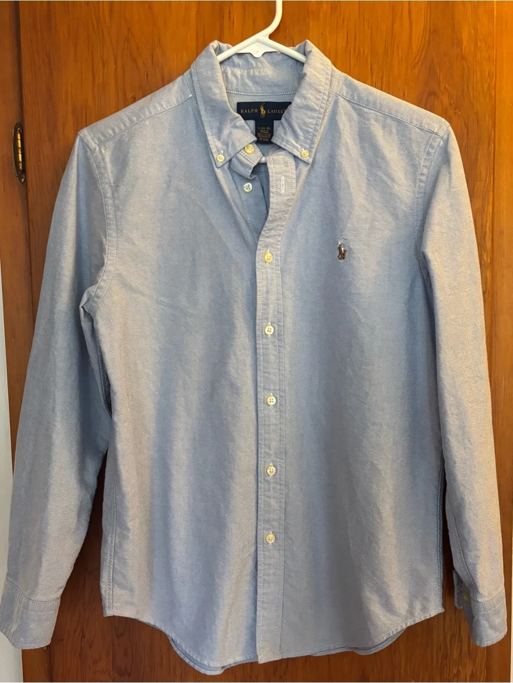 Ralph Lauren Boys Light Blue Oxford Button-Down Shirt Size L 14-16